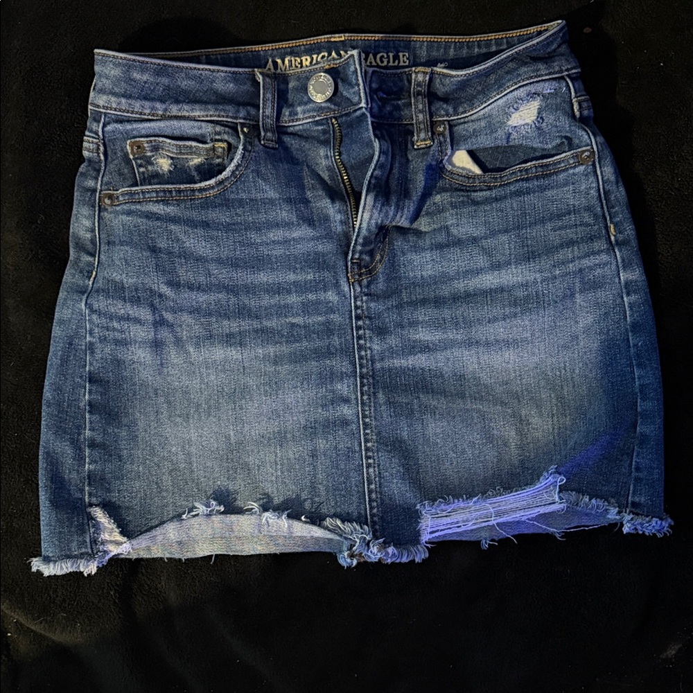 American Eagle Outfitters Distressed Blue Mini Skirt